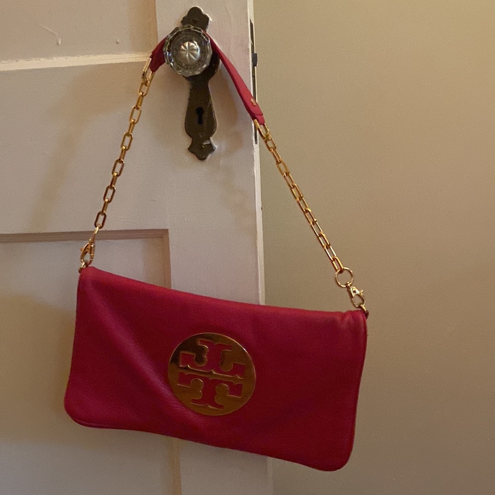 Hot Pink Tory Burch envelope shoulder bag